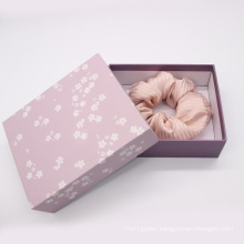 16-19mm3.5cm Women hair tie box pink silk scrunchies bulk big silk scrunchie